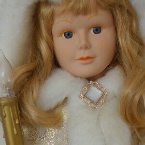 Vintage 24" Christmas Doll Gold/White Beautiful Doll